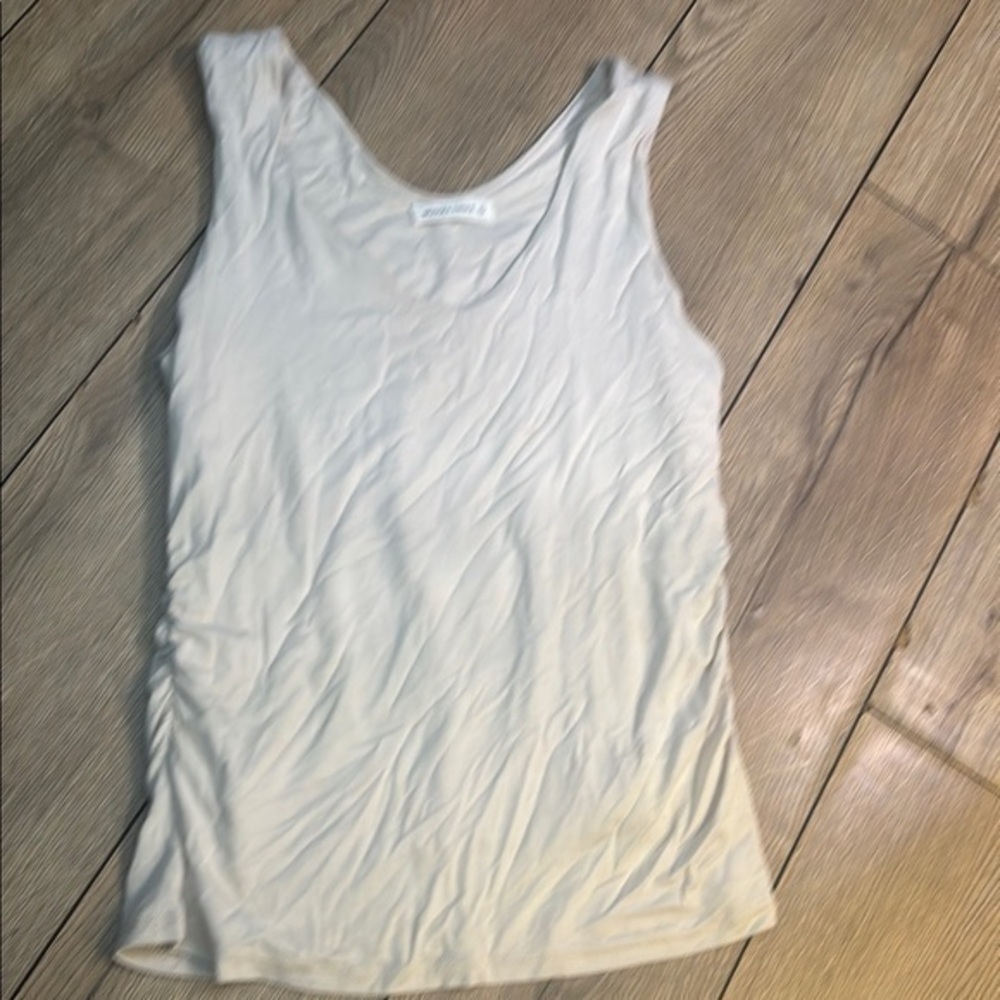 Fitted Cream Sleeveless Ruched Tank Top